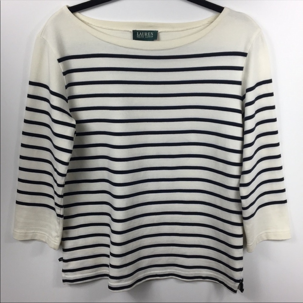 Ralph Lauren>knit sweater cotton striped bw NWOT